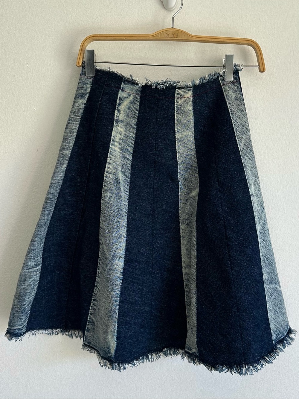 Vintage Grunge Skirt Midi Patchwork Denim Dark Light Wash Wrap Blue Jean Fairy